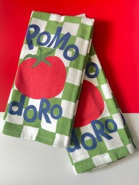 Tomato & Lemon Print Kitchen Towels - Bold Red & Green Check
Lemons on white